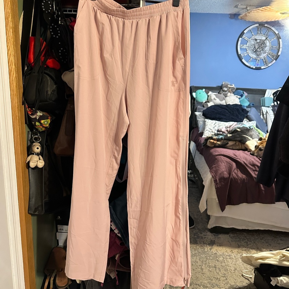 PINK Victoria's Secret Light Pink Track Pants with zipper ankles